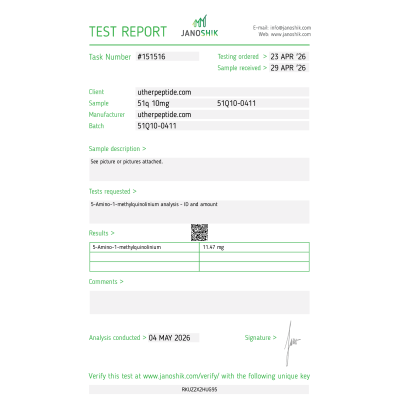 Certificate displayed by Raccoonpeptides