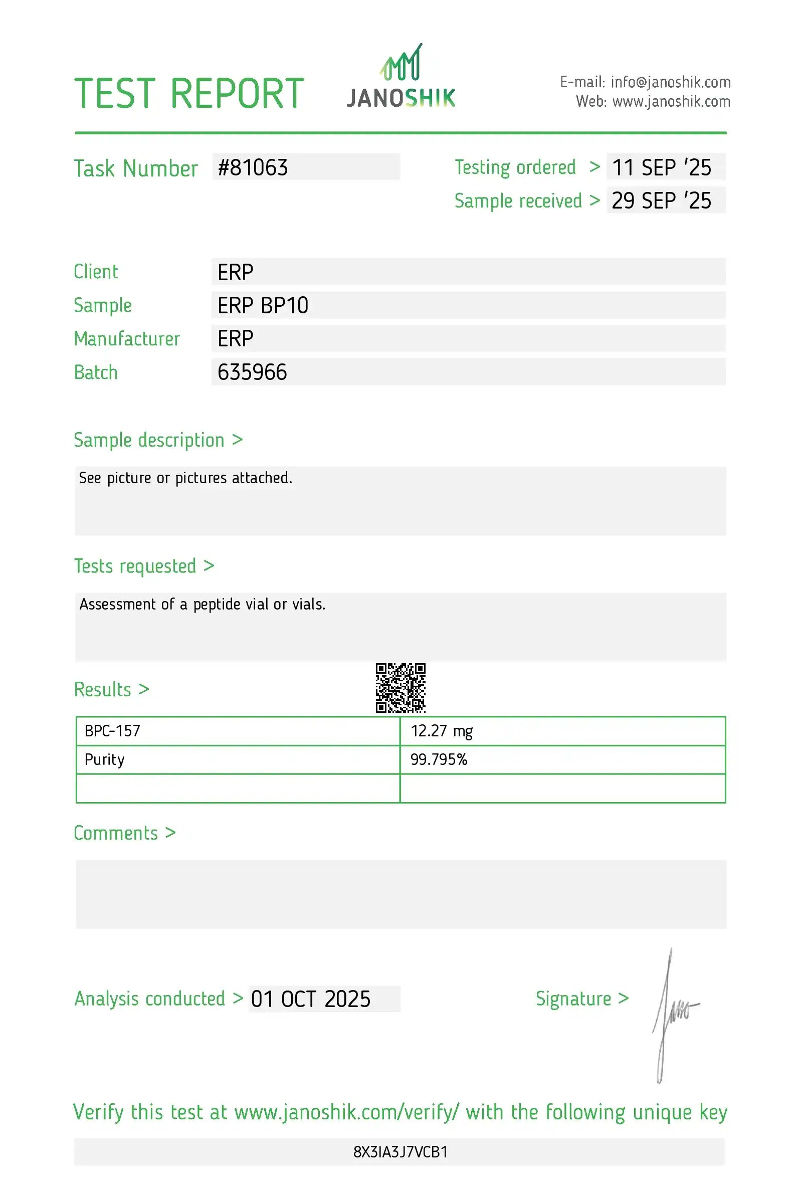 Certificate displayed by Regenlabs