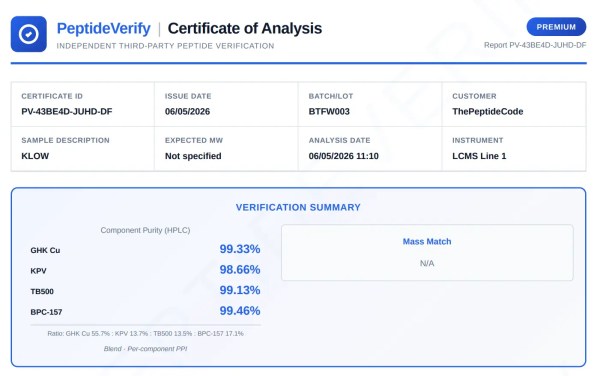 Certificate displayed by Thepeptidecode